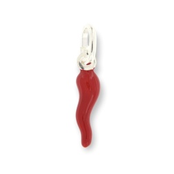 Ciondolo corno portafortuna rosso Argento 925